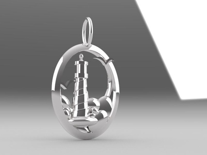 jewel said lighthouse seagull jewelry pendant light 3d print model - Mito3D