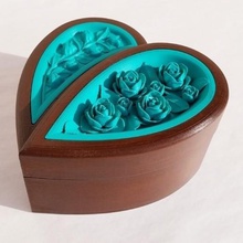 contenitore di monili a forma cuore decorato rose art box rosa casella gioielli 3d print model - Mito3D
