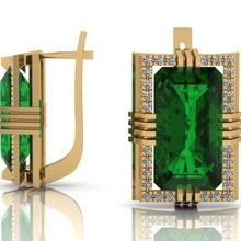 gioielli orecchini 3d modello di stampa moda diamante gli emerald stampabile argento oro 3d print model - Mito3D