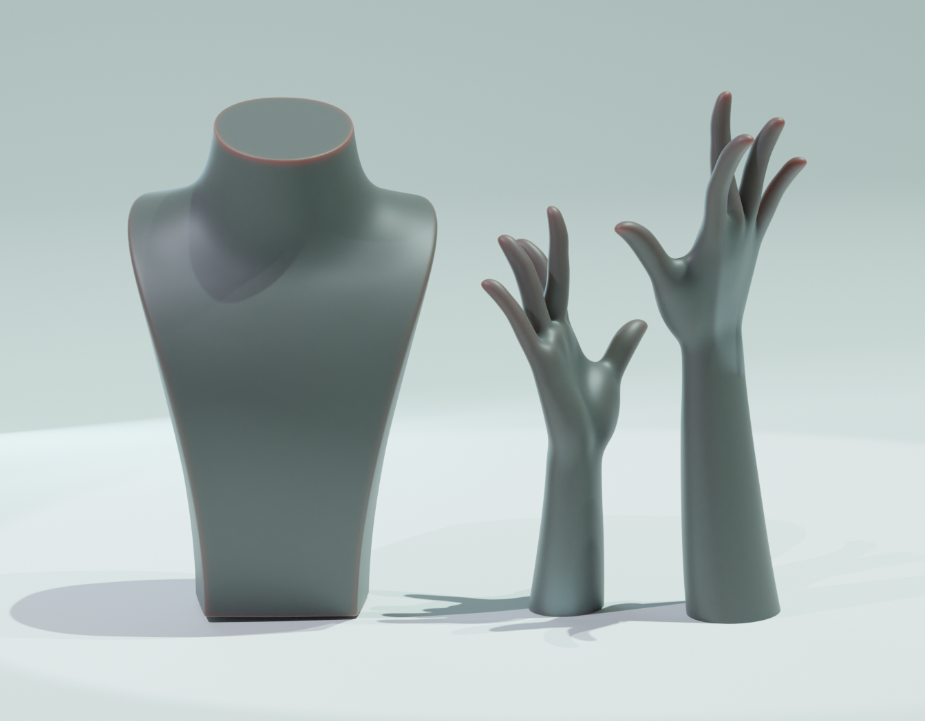 Schmuck Halter Unterstützung einstellen Halskette Base Halsband Kette Anzeige Geschäft Mode elegant minimal Neu Neuheit Hände Ringe 3D print model - Mito3D