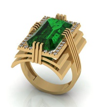 anello gioielli in 3d il modello di stampa moda diamante emerald stampabile argento oro 3d print model - Mito3D