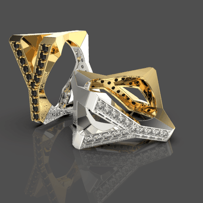 gioielleria squillare 4letters y stampabile stl ring signet 3dprinted stampa mens cnc gioiello oro 09ct letter file diamante gems 20mm 3d print model - Mito3D