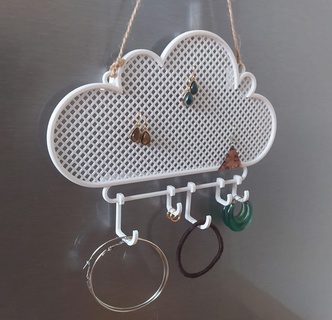 jewelry stand - cloud earrings bracelets rubber bands 3d print model - Mito3D