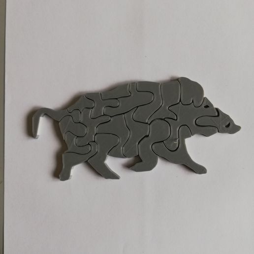 jigsaw puzzle - boar 3D print model - Mito3D