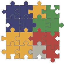 jigsaw puzzle 16 distinct pieces shapes patterns art math 3d print model - Mito3D