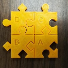 jigsaw puzzle 4 distinct pieces shapes patterns art math 3d print model - Mito3D