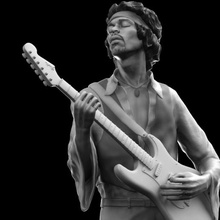 jimi hendrix 3d modello di stampa art sculture jimmy woodstock rocknroll il musicista icona allen johnny voodoo americano la leggenda musica stratocaster parafango rock l'acido psichedelico blues 3d print model - Mito3D