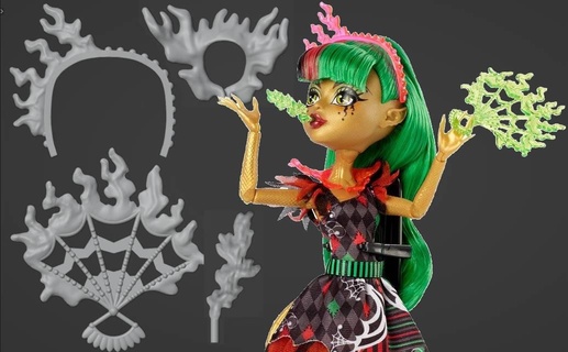 kadın uzun ucube du şık Aksesuarlar değiştirmeler canavar yüksek oyuncak bebek özel aksesuar sirk hayran kafa bandı başlık yaka kolye ateş nefes 3d print model - Mito3D