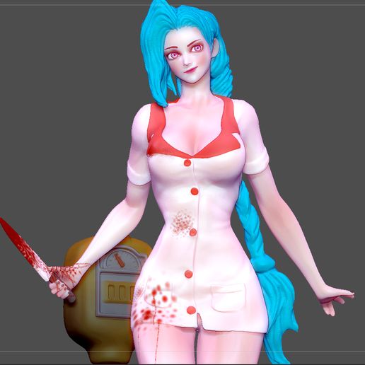 jinx sexy nurse costume league legends pretty girl game anime character lol of 3D print model - Mito3D