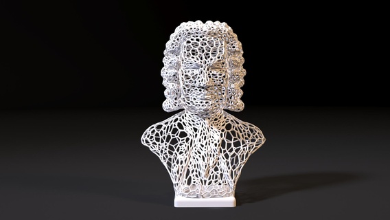 johann sebastian bach classic music musicclassic composer musician baroque art home figure wireframe voronoi decor lamp wire 3d print model - Mito3D