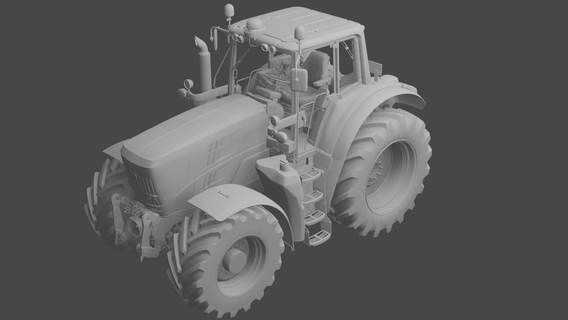 john deere 6195m tractor farm plow scale model farmer 1 32 3d print model - Mito3D