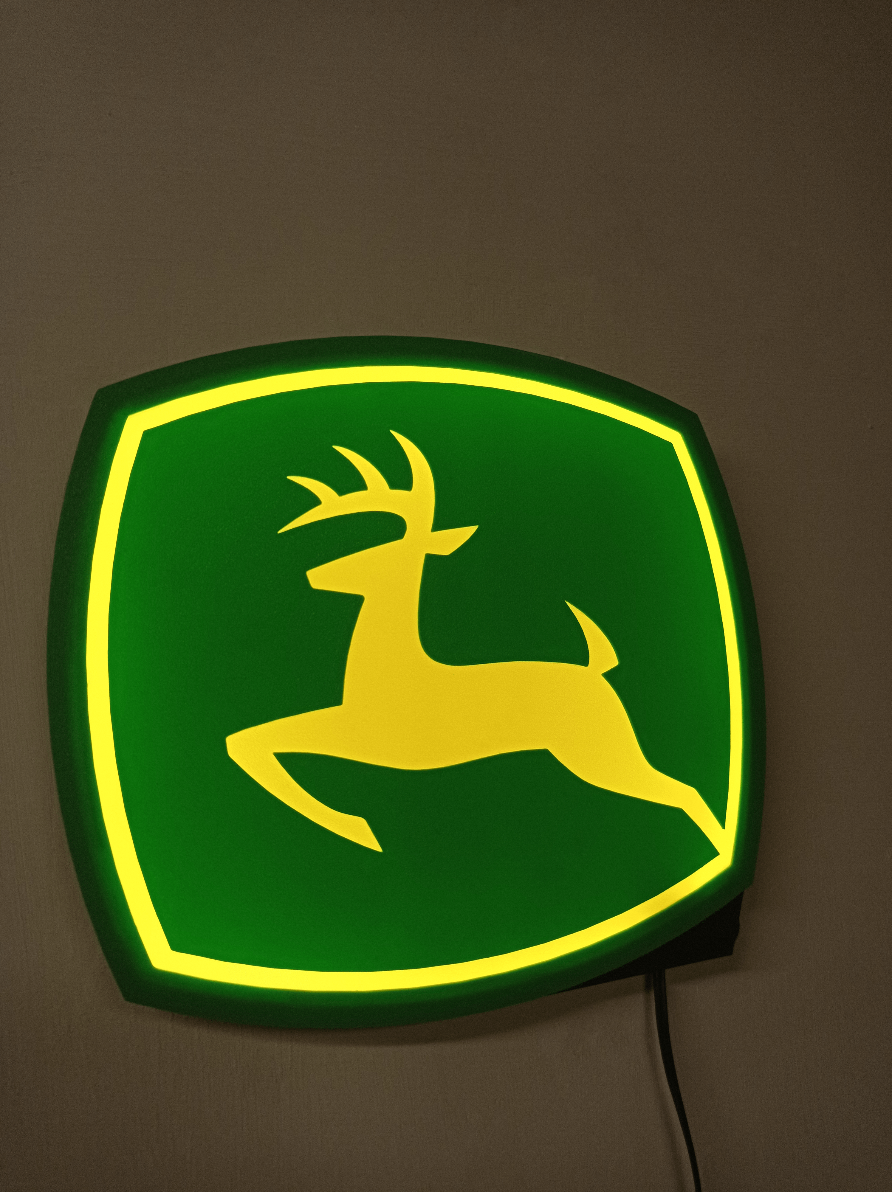 john deere backlit logo Home tractor farm 3D print model - Mito3D