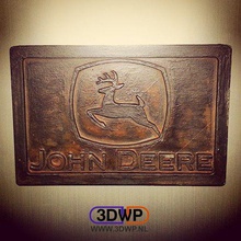 john deere logo de la plaque support mural art monté au mur signes logos 3d print model - Mito3D