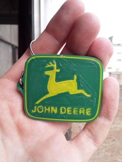 John Deere logotipo chave argolas chaveiro chaveiros 3d print model - Mito3D