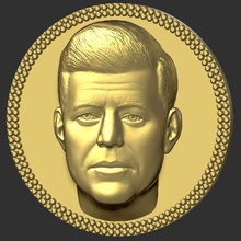 John Kennedy médaillon pendentif 3d impression prêt stl obj bijoux Fitzgerald jfk Ronald Reagan buste Président politique politicien soulagement sculpture célèbre 3d print model - Mito3D