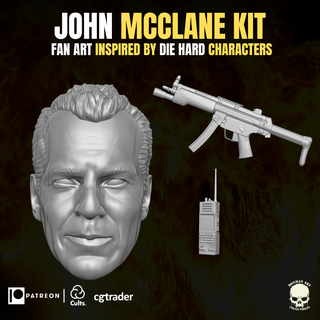 John Mcclane hayran Sanat takım 3d yazdırılabilir Dosyalar aksiyon rakamlar gi Joe Mezco hayret efsaneler sınıflandırılmış güç baş heykel dişli silah ölmek zor Bruce Willis 3d print model - Mito3D