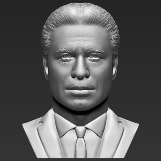 Juan travolta busto 3d impresión Listo stl obj formatos quentin tarantino pulpa ficción Samuel l Jackson actor hollywood celebridad oscars grasa di Caprio puntilla 3D print model - Mito3D