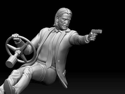 Juan mecha masculino 3d estatua escultura hombre 3dprinting acción películas keanu Reeves impresión Arte vado mustango jefe 429 3d print model - Mito3D