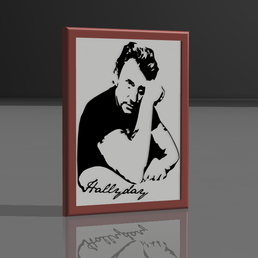 johnny hallyday decorative frame 3D print model - Mito3D