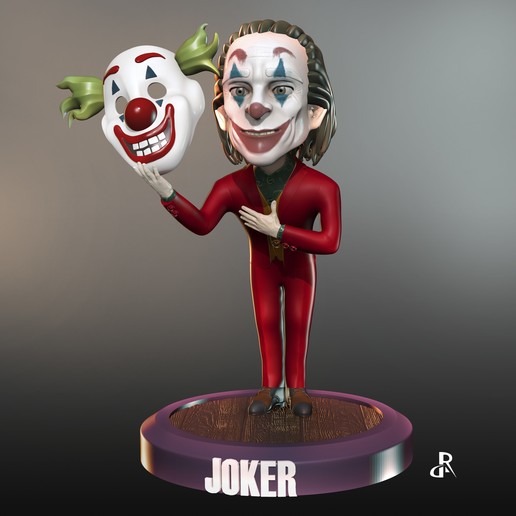joker varios dc cómic villano joaquin phoenix mascarón de proa chibi 3D print model - Mito3D