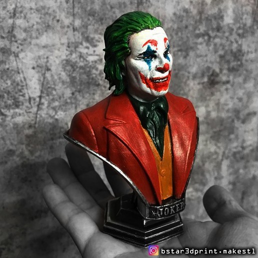 joker busto -da film 2019 art testa viso joaquin phoenix pjoenix capitano ironman fumetti la marvel batman darknight dc 3D print model - Mito3D