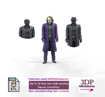joker dark knight heath ledger miniature 3d-print miniatures figurines 3dp-miniatures diorama figurine diecast 3d-print-figures movie 3dpminiatures batman human 3dprint hat 3d print model - Mito3D