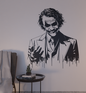 joker dc 2d mur art décoration silhouette merveille ucm Accueil maison intérieur 3d print model - Mito3D