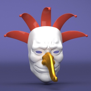 burlone maschera clown spaventoso pagliacci circo mostro carnevale orrore viso bozo Halloween bizzarro trucco divertente divertimento 3d print model - Mito3D