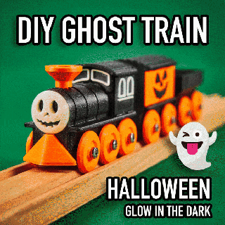 jolly ghost train brio ikea compatible Game toy diesel locomotive halloween wagon freight cargo toytrain hopper transport car spooky 3d print model - Mito3D