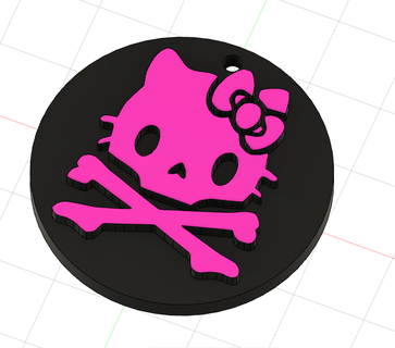jolly roger hello kitty pirate keychain pink bong bone skull one pice 3d print model - Mito3D