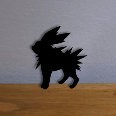 jolteon cuadro arte eevee pokemon parete immagine sombra silueta colpire pokebola pokeball ridotto decoracion 3d print model - Mito3D