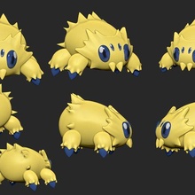 joltik Galvantula schneidet Pokémon Anime Pikachu schwarz Weiß Spinne legendär Bildhauerei Spielzeug Hund 3d print model - Mito3D