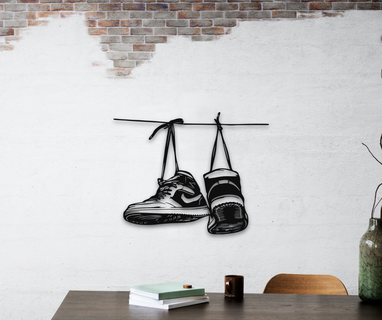 Giordania sospeso scarpe ginnastica nike swoosh deco decorazione Air Jordan regalo parete 2d schiacciare furgoni strada snkr sneakerhead 3d print model - Mito3D
