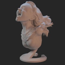 joyful yell art blender bust character emotion emotions expression face female girl hair happy head sculpt sculpture smile woman yelling zbrush 3d print model - Mito3D