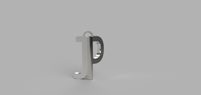 jp Monogramm Schlüsselbund Halskette klein zierlich 3d print model - Mito3D