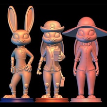judy hopps 3d print pack - zootopia art rabbit lola disney nick wilde police cop bunny female furry antrho 3d print model - Mito3D