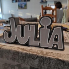 Julia éclairé signe éclairage 3d print model - Mito3D