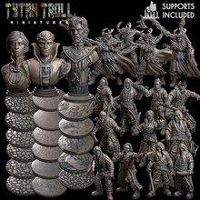 july pack release - pre-support game dnd miniature minis dungeons dragons 32mm tytantroll miniatures patreon fantasy female wargaming warriors druid woodland pre-supported druids bandits city town guards 3d print model - Mito3D