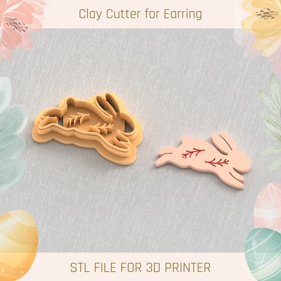 jump bunny easter polymer clay cutters cutter tools earring egg busket rabbit 3d print model - Mito3D