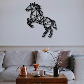 jumping geometric horse - wall art deco jump 3d print model - Mito3D