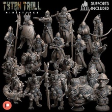 june pack release - pre-release game dnd miniature minis dungeons dragons 32mm tytantroll miniatures patreon gnoll leader twin blades guards 3d print model - Mito3D