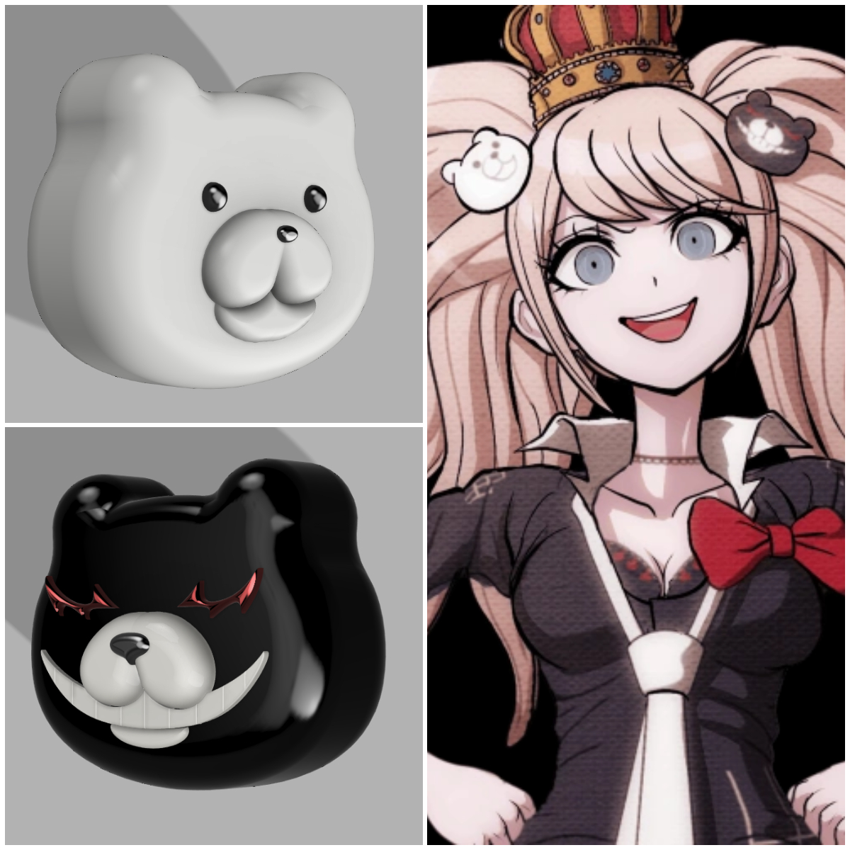 junko ours cheveux clips dangan ronpa enoshima dr déclencheur heureux ravage cosplay monoours monokuma agrafe 3D print model - Mito3D