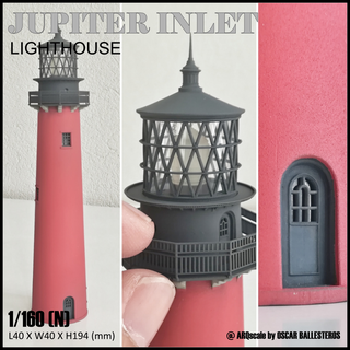 jupiter inlet lighthouse - n 1 160 scale model landmark arquitecture structure nscale building railroad diorama 3d print model - Mito3D