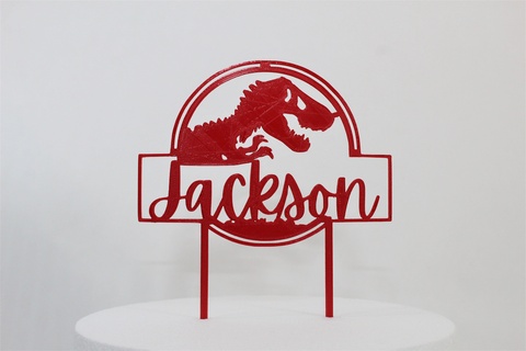 jurassisch glücklich Geburtstag Jackson Kuchen Topper Zuhause Haus Plätzchen Cutter Backen Kunst Bäckerei Dinosaurier 3d print model - Mito3D