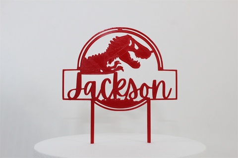 jurassic happy birthday jackson cake topper Home cookie cutter baking art bakery dinosaur 3d print model - Mito3D