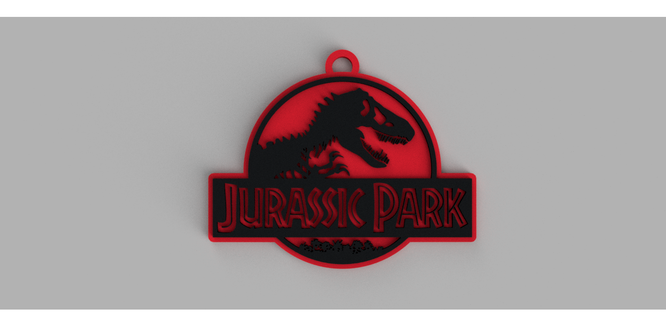 jurassic park - logo keychain pendant earring 3D print model - Mito3D