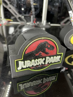 jurassic park logo desk organizer - must-have trilogy fans geeks pen holder dinosaur decor geek 3d printed accessories dino enthusiast movie memorabilia home office unique gaming room collector's item nostalgic fan printing dinosaurs tric 3d print model - Mito3D