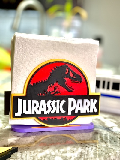 jurassique parc serviette table titulaire soutien accueil maison dinosaure monde universel épique univers cuisine décor 3d print model - Mito3D