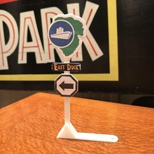 jurassic park pinball east dock sign data art dinosaur parts signpost signs logos 3d print model - Mito3D