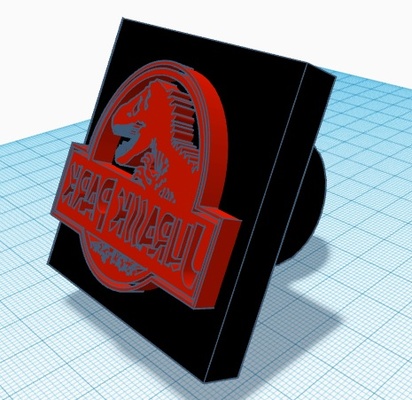 giurassico parco francobollo gadget jurassic park 3d print model - Mito3D